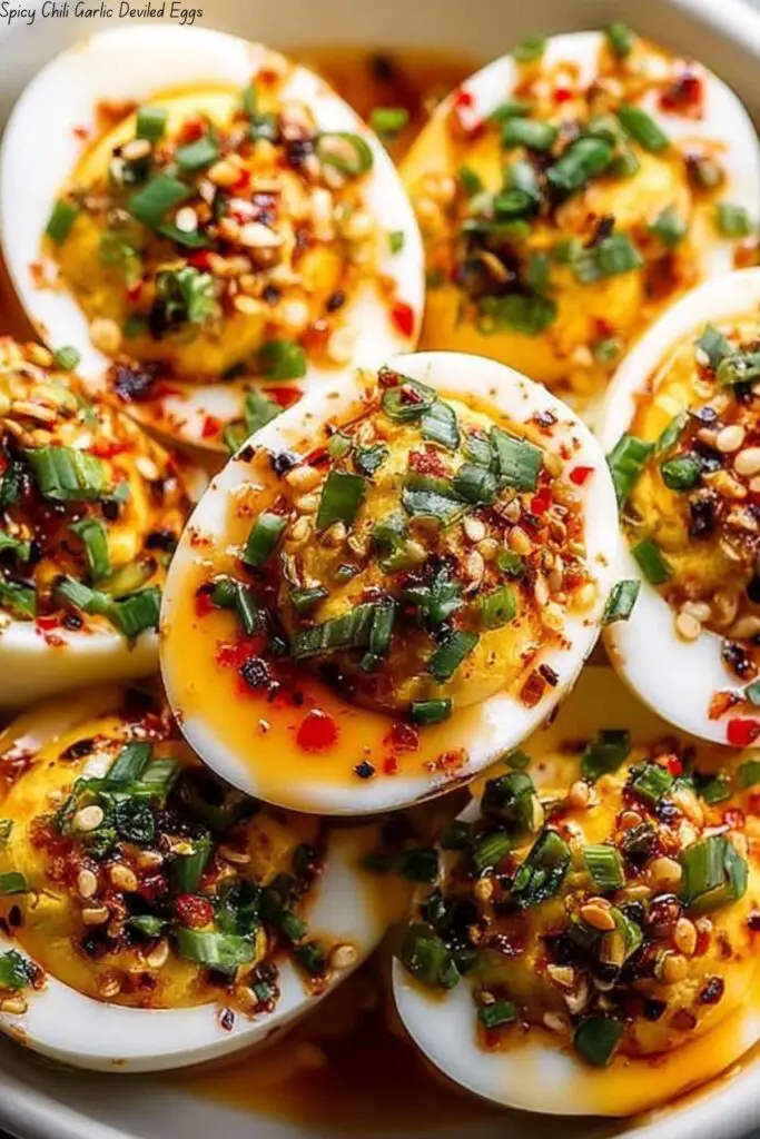 Spicy Chili Garlic Deviled Eggs