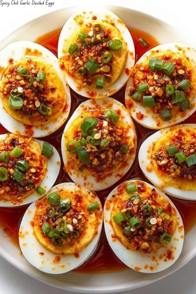 Spicy Chili Garlic Deviled Eggs