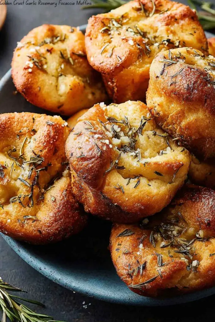 Golden Crust Garlic Rosemary Focaccia Muffins