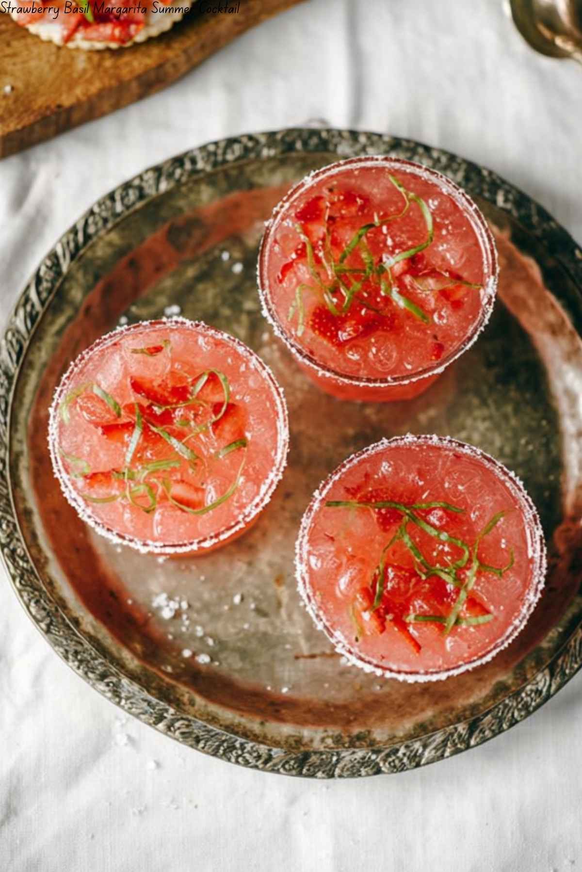 Strawberry Basil Margarita Summer Cocktail