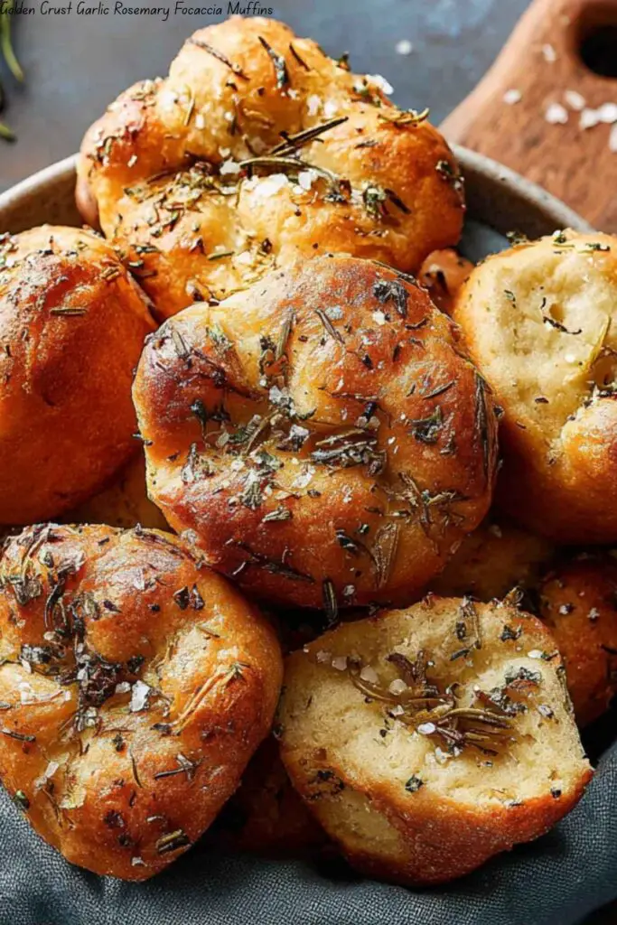 Golden Crust Garlic Rosemary Focaccia Muffins