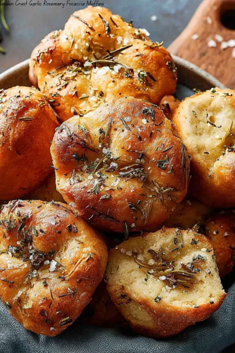 Golden Crust Garlic Rosemary Focaccia Muffins