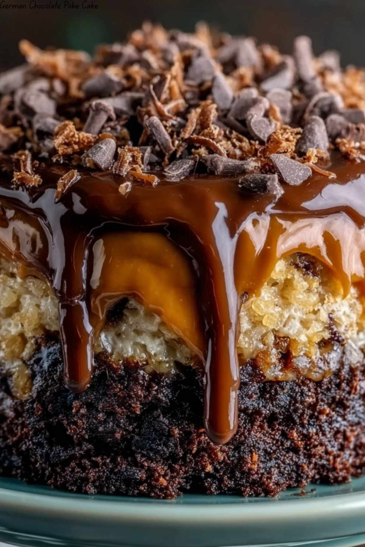 German Chocolate Poke Cake