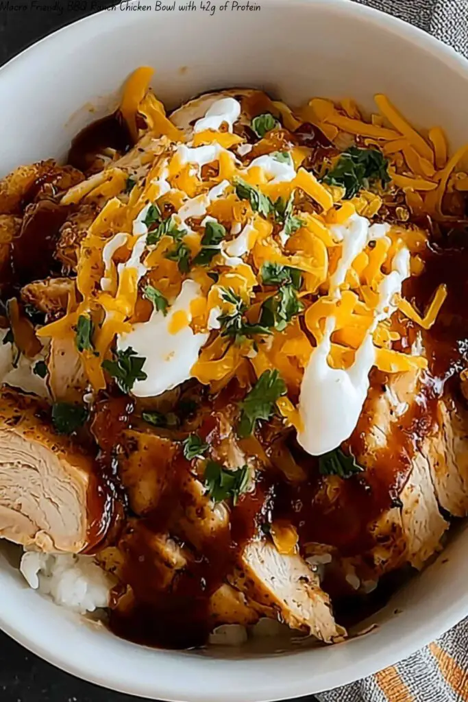 Macro Friendly BBQ Ranch Chicken Bowl with 42g of Protein