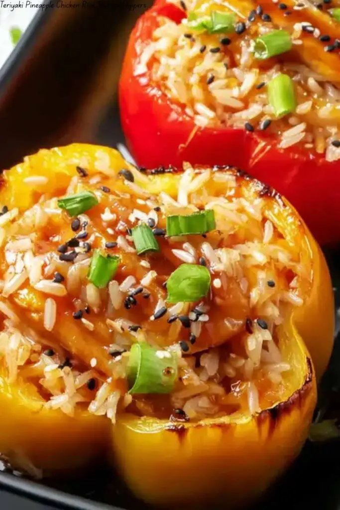 Teriyaki Pineapple Chicken Rice Stuffed Peppers