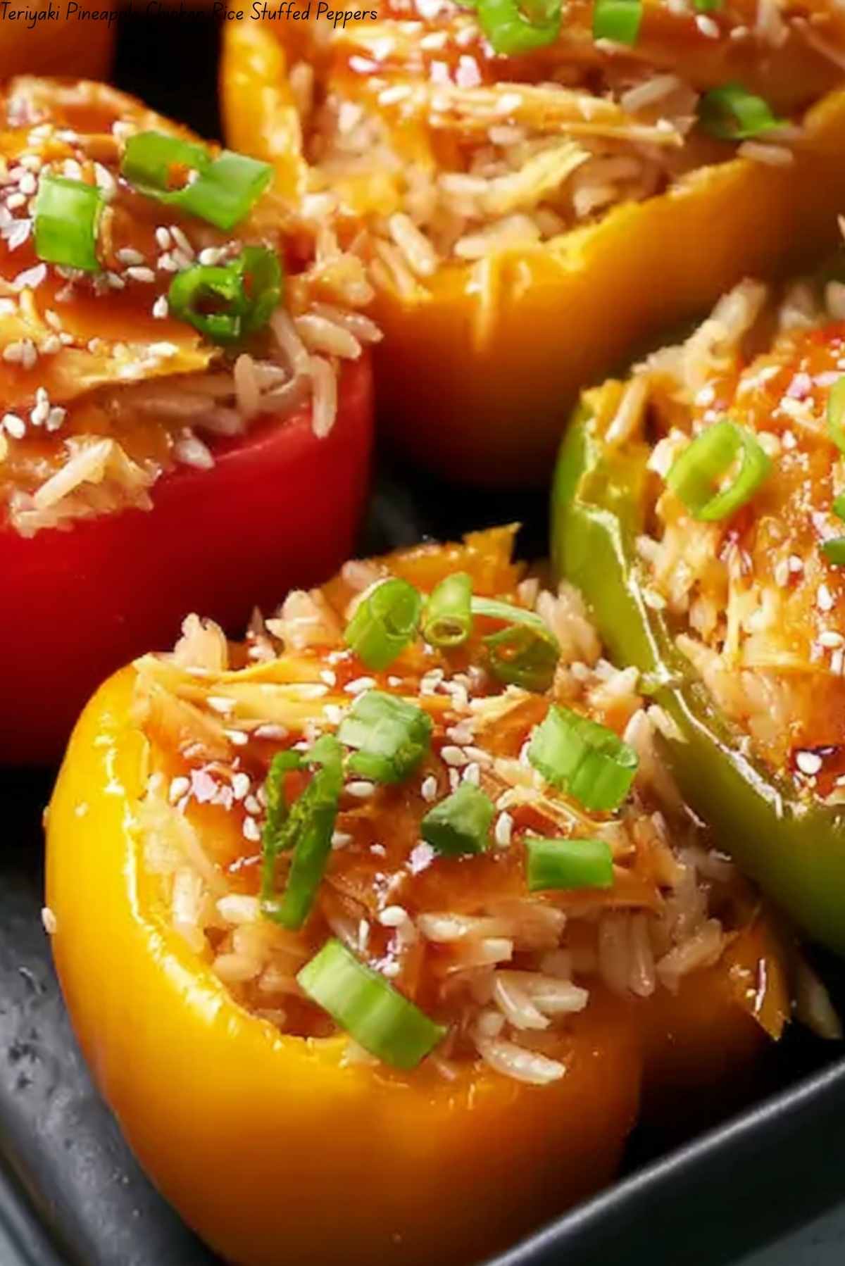 Teriyaki Pineapple Chicken Rice Stuffed Peppers