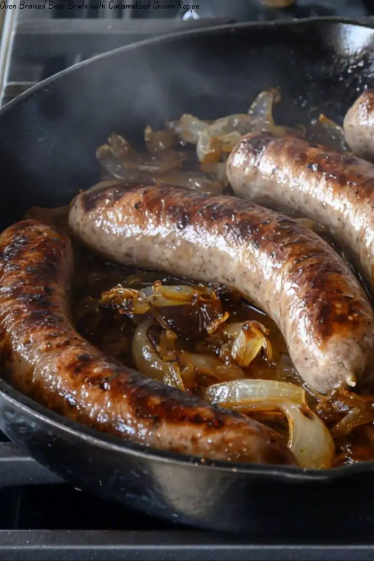 Oven Braised Beer Brats with Caramelized Onions Recipe