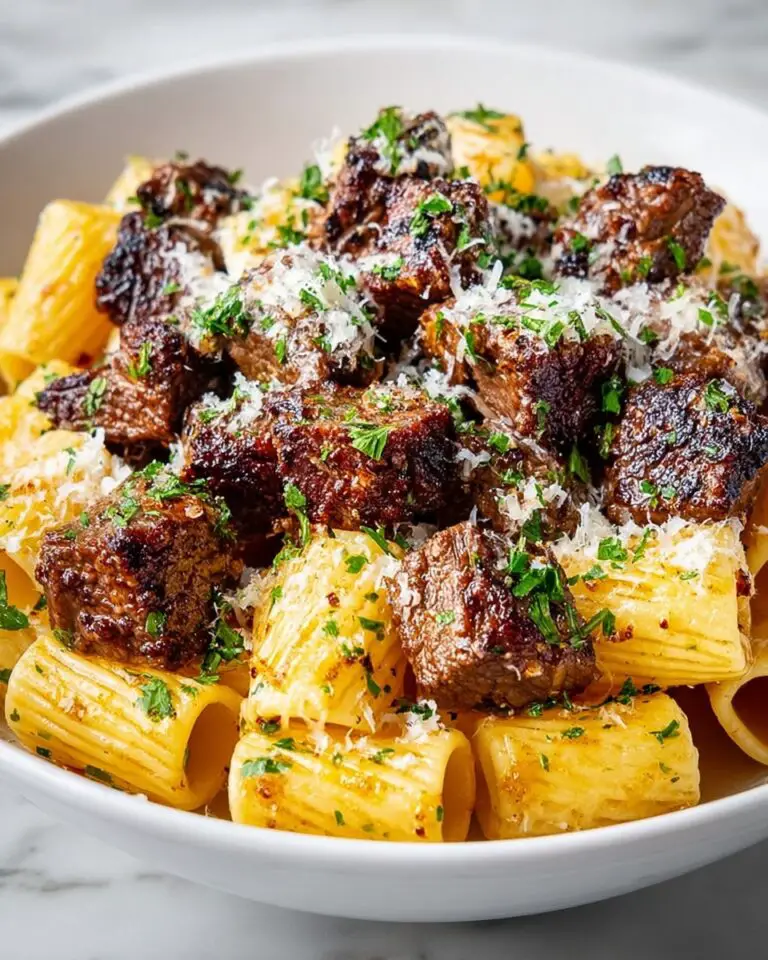 Cajun Steak Tips in Cheesy Rigatoni Parmesan Sauce Recipe