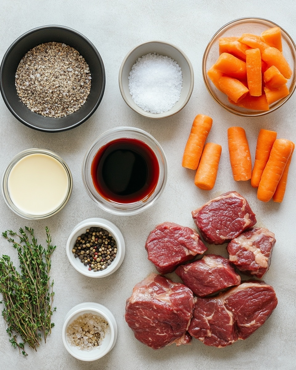 Slow-Braised Beef Roast with Cranberry Balsamic Glaze Recipe 4 The dish shows three main layers in a white bowl placed on a white marbled surface. The bottom layer is mashed potatoes with a light yellow, creamy, and slightly textured appearance filling the base of the bowl. Above the mashed potatoes is a layer of dark brown sauce, shiny and thick, that slightly covers the potatoes and pools around the sides. On top of the sauce rests a large, juicy piece of brown meat with visible fibers and a moist texture. The meat is garnished with a bunch of fresh green thyme sprigs and a generous amount of bright red cranberries, some whole and some stepped, giving a shiny and juicy appearance. Around the meat on the mashed potatoes, there are small pieces of cooked orange carrots and additional cranberries scattered. photo taken with an iphone --ar 4:5 --v 7