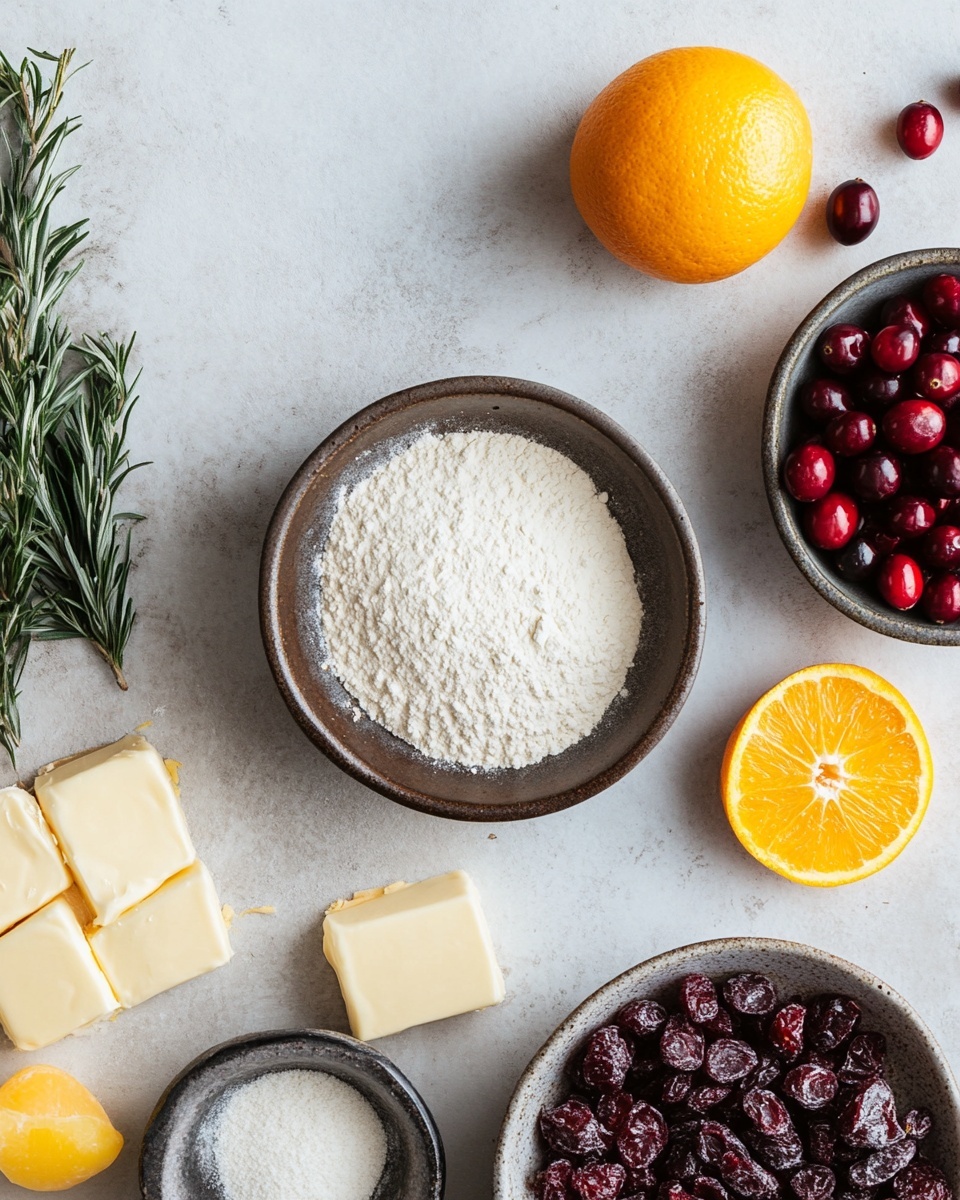 Cranberry Orange Shortbread Cookies Recipe 4 A stack of five round cookies with visible red berry pieces inside, each cookie separated by a white icing layer that drips slightly on the sides, with the top cookie decorated with evenly spaced white icing stripes across its surface. The cookies have a light golden brown color with darker spots from the berries. To the side, there are dried orange slices and scattered whole white chocolate chips and dried red berries on a white marbled surface. The cookies rest on a wire cooling rack. Photo taken with an iphone --ar 4:5 --v 7