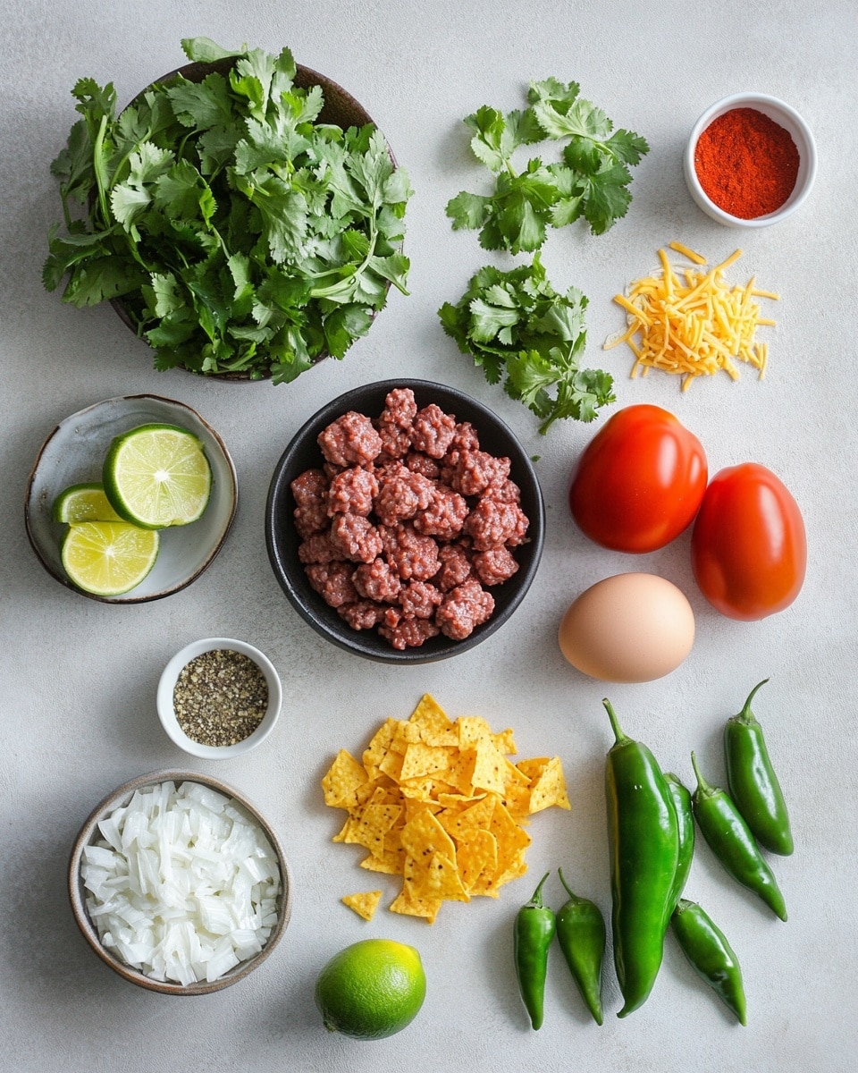 A white plate holds seven browned meatballs, each topped with melted yellow cheddar cheese and a small red chili slice. Bright green cilantro leaves are scattered on top of the meatballs. Around the edges of the plate, there are several lime wedges and small pieces of red onion, all placed on a white marbled surface. The meatballs have a crispy texture, and the cheese melts down the sides slightly, adding a smooth contrast to the rough surface. photo taken with an iphone --ar 4:5 --v 7