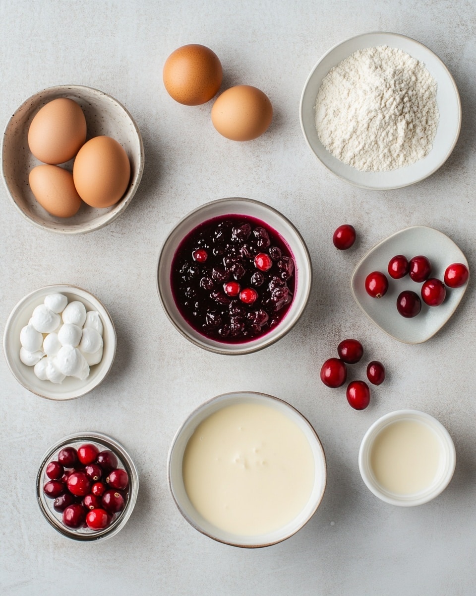 Elegant Layered Cranberry White Christmas Cake Recipe 4 The image shows a four-layer cake on a wooden cake stand over white parchment paper. Each cake layer is light brown with thick white frosting between layers, separated by bright red jam that looks slightly juicy. The outside of the cake is fully covered in smooth white frosting with horizontal texture lines around it. On top, there are small clusters of frosted red berries and three sprigs of frosted green rosemary standing upright like trees. More frosted red berries and rosemary sprigs are scattered around the wooden cake stand on a white marbled surface. There are delicate warm white fairy lights softly glowing around the scene. The background includes blurred green pine branches with small yellow lights. photo taken with an iphone --ar 4:5 --v 7