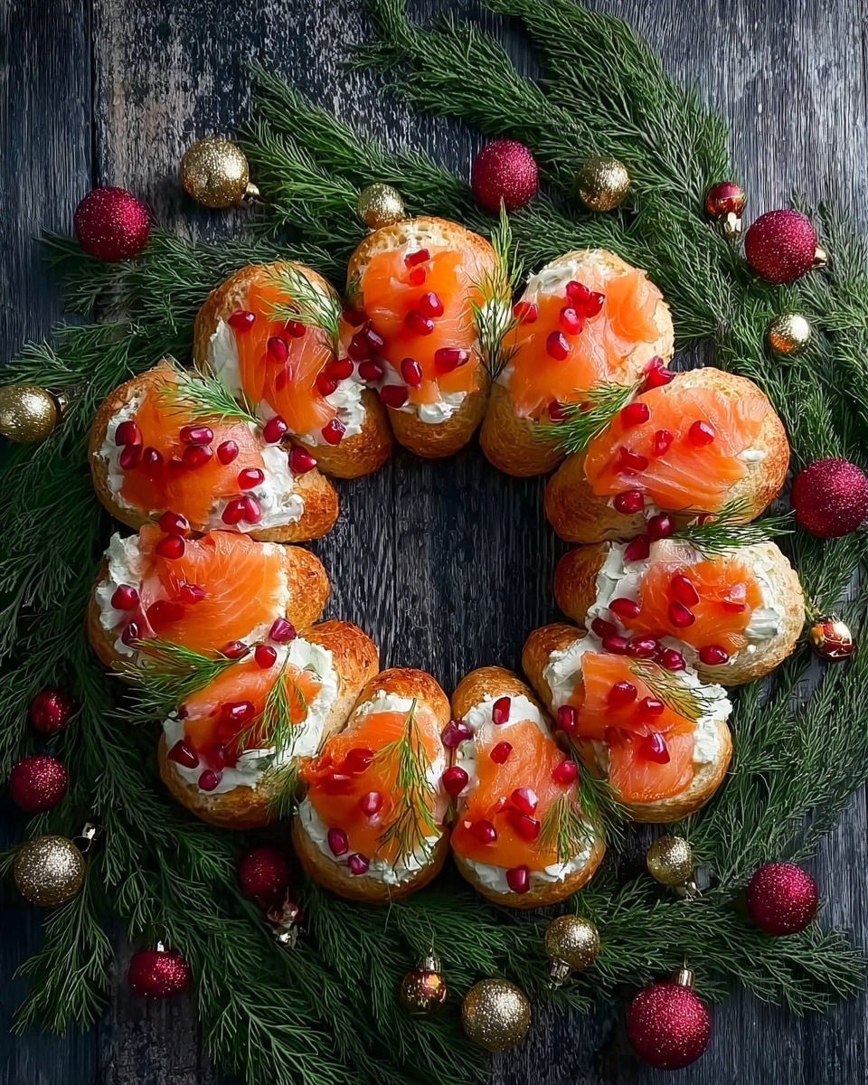 Christmas Smoked Salmon Bruschetta Wreath Recipe