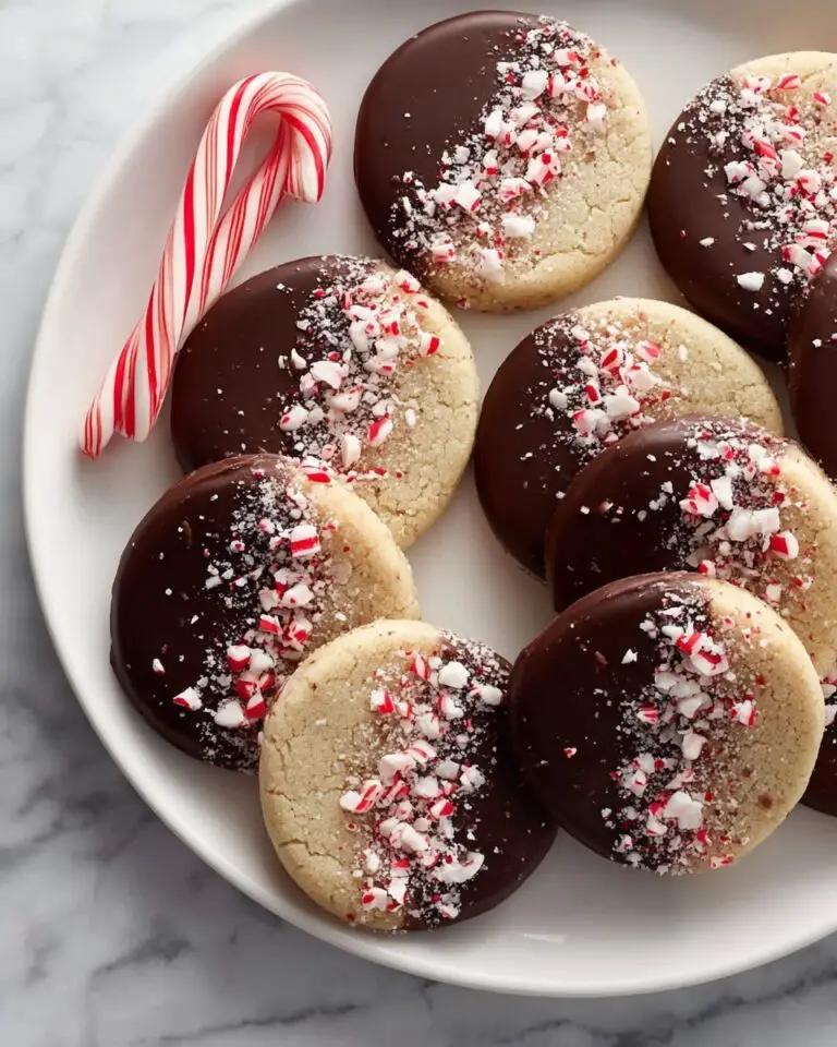 Chocolate Peppermint Sugar Cookies with Dark Chocolate Dip and Candy Cane Topping Recipe