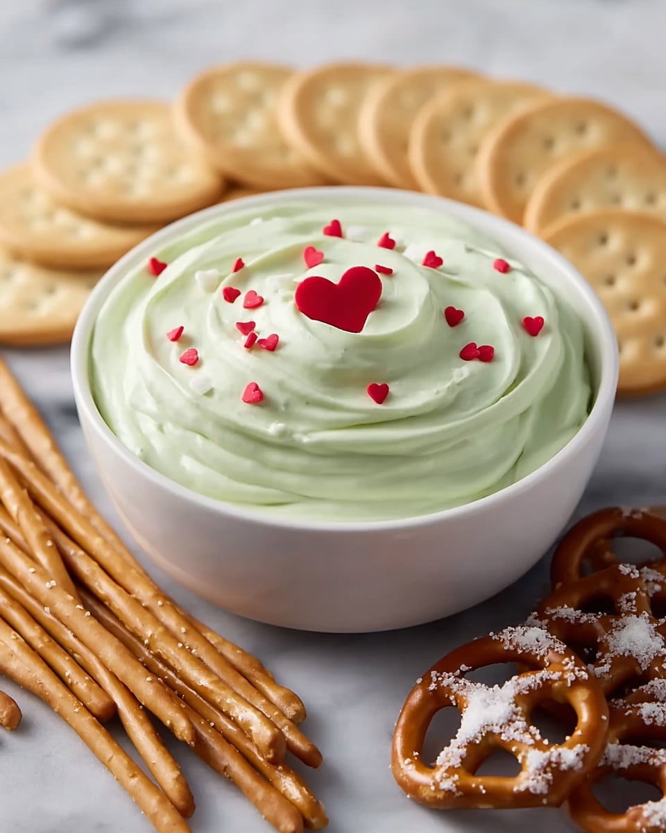 Grinch Green Dip with Red Heart Sprinkles Recipe