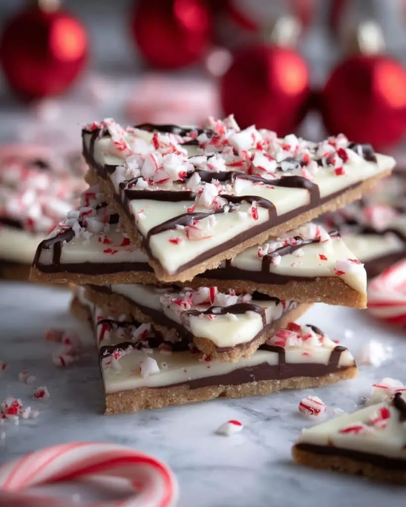 Peppermint Bark Crackers with Toffee and Chocolate Layers Recipe