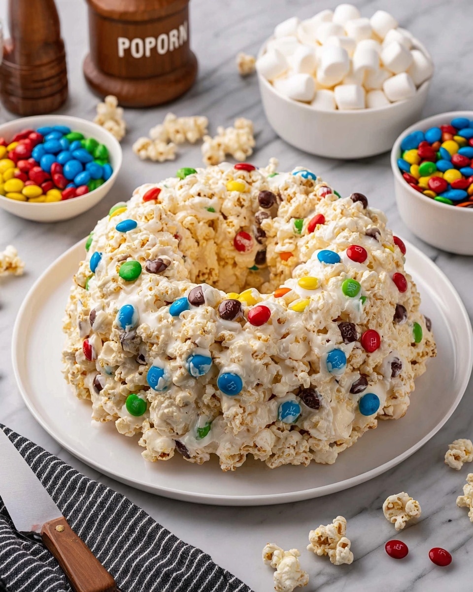 Sweet and Crunchy Popcorn Cake with M&M's Recipe