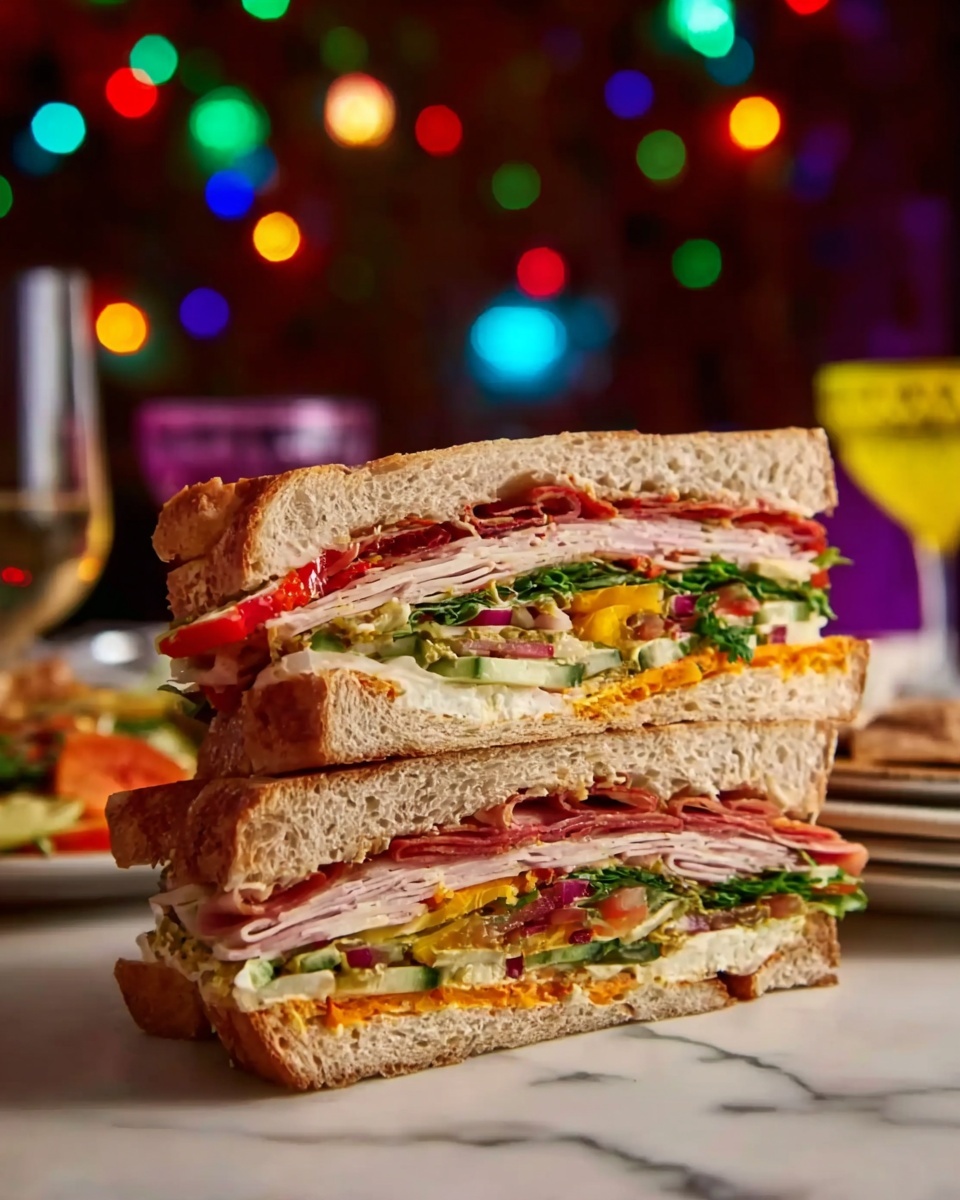 Christmas Leftovers Bread Bowl Sandwich (Muffuletta) Recipe