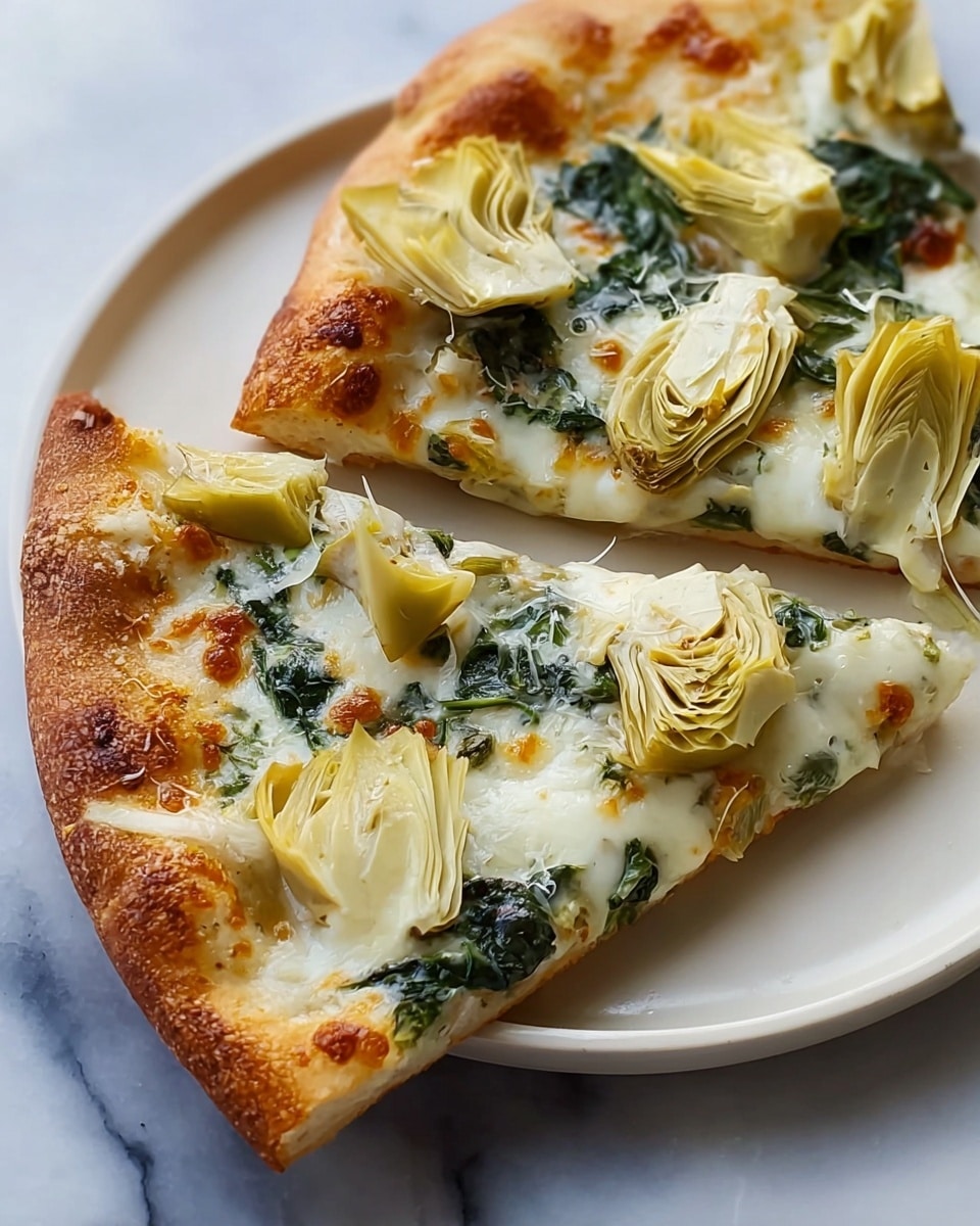Spinach Artichoke Pizza with Béchamel Sauce and Three Cheeses Recipe