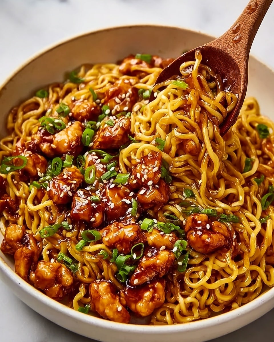 Sticky Garlic Chicken Noodles Recipe