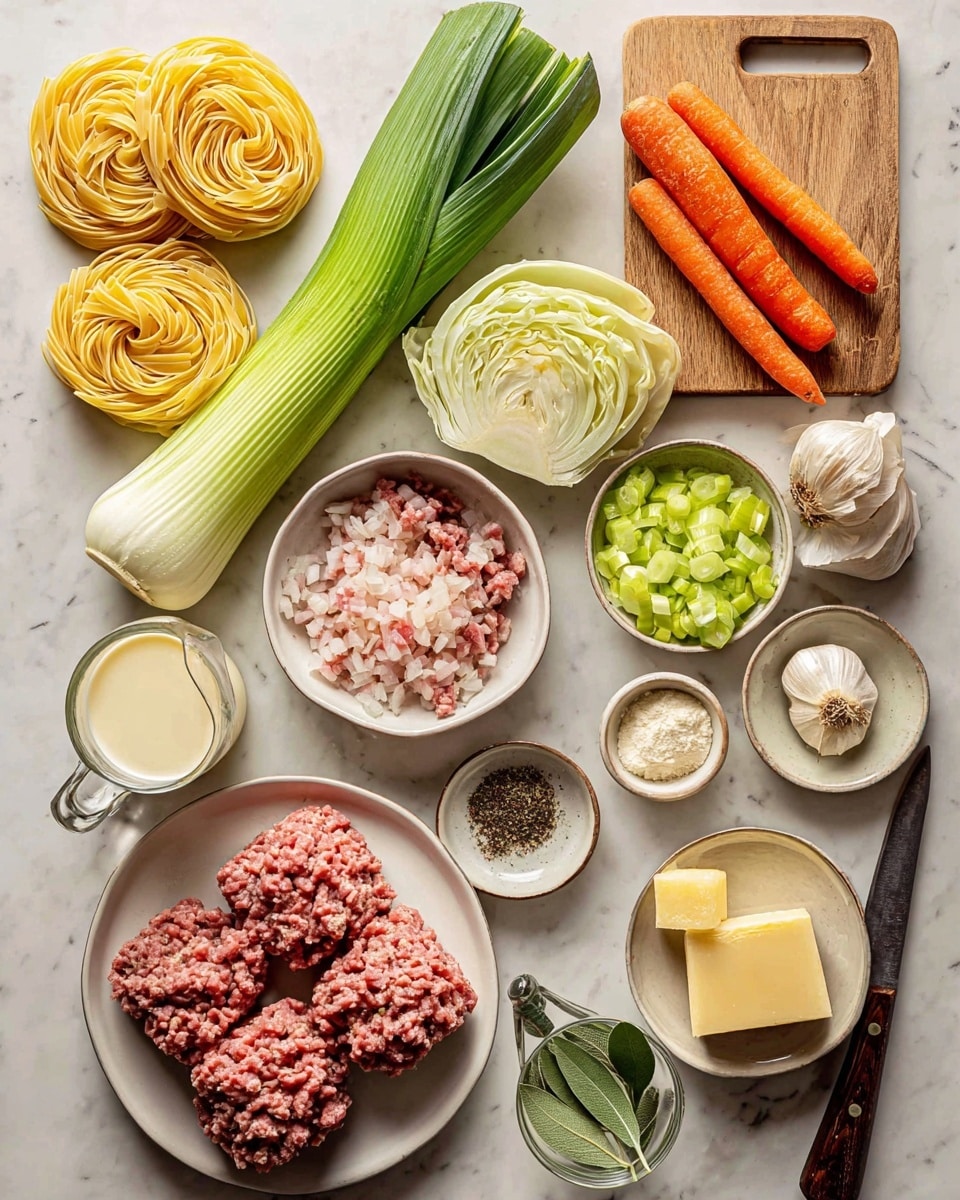 White Bolognese Sauce Recipe 4 A close-up view of a bowl of pasta with three layers visible: the bottom layer is light yellow wide pasta noodles with a soft texture, the middle layer is crumbled cooked ground meat in a light brown color, and the top layer is melted cheese stretching from a silver fork lifting a portion of the pasta and meat. Small green chopped herbs are sprinkled over the dish, adding a fresh color contrast. The bowl is white, set on a white marbled surface. photo taken with an iphone --ar 4:5 --v 7