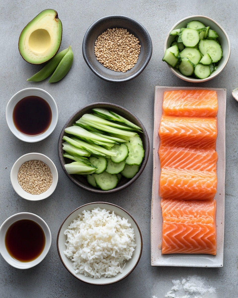 Crispy Salmon and Rice Bowl Recipe 4 The dish shows a white bowl filled with soft white rice as the bottom layer, topped with glossy, caramel-colored cubes of cooked salmon each sprinkled with black and white sesame seeds. Over the salmon, there are small pieces of chopped green onions and thin strips of purple cabbage scattered evenly. The bowl sits on a white marbled surface. photo taken with an iphone --ar 4:5 --v 7