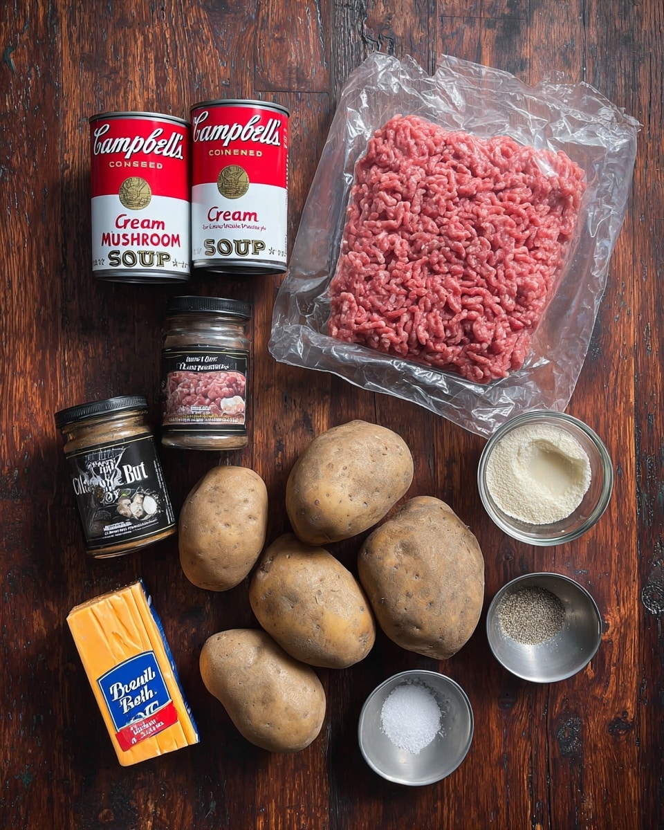 Crockpot Hamburger Potato Casserole Recipe 4 A white plate holds a layered dish with visible slices of light golden potatoes topped with melted yellow cheese. Between the potato layers, there is a mix of browned minced meat and creamy, slightly peppered sauce. Small, bright green pieces of chopped chives are scattered on top, adding a fresh color contrast. The plate sits on a white marbled surface. photo taken with an iphone --ar 4:5 --v 7