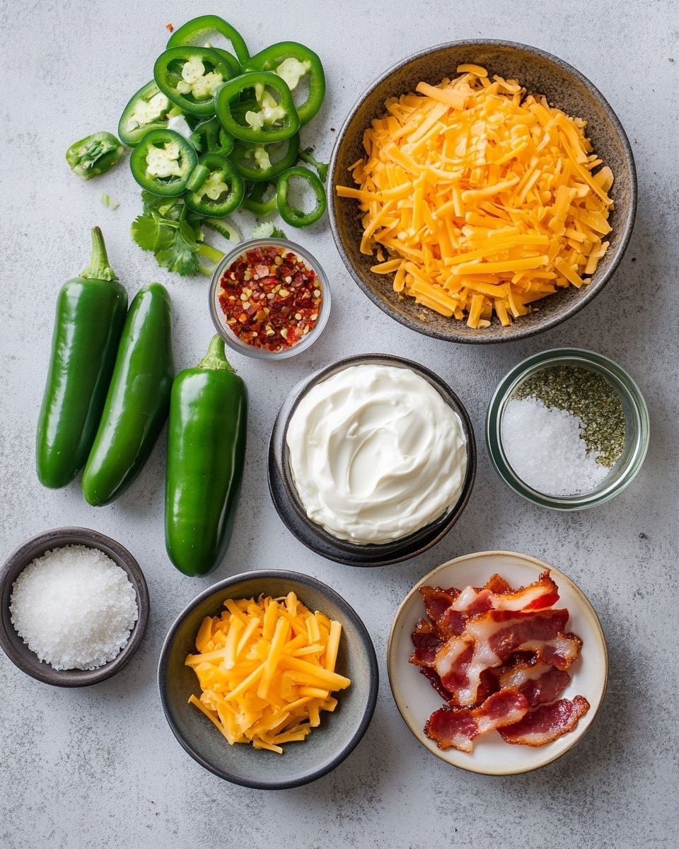 Air Fryer Jalapeno Poppers Recipe 2 The dish shows several green jalapeño peppers sliced in half and filled with a creamy white cheese mixture as the first layer, topped with melted golden-brown cheddar cheese spread unevenly, and small dark brown bacon bits scattered on top. The peppers are arranged close together on a black grill or air fryer tray, with small green onion pieces sprinkled over the cheese and bacon topping. The texture of the melted cheese looks bubbly and slightly crispy in some parts, giving a rich and savory visual. photo taken with an iphone --ar 4:5 --v 7