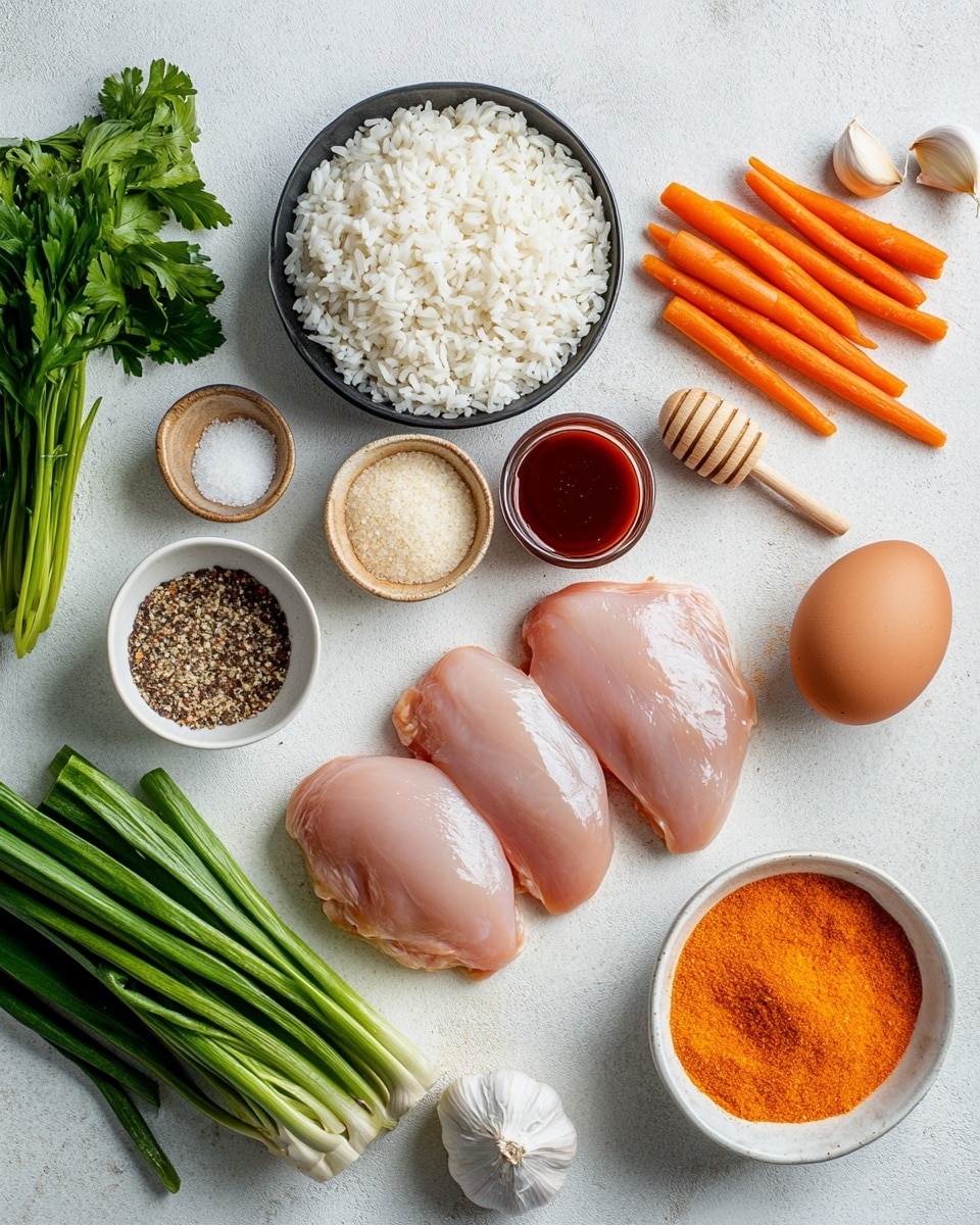One-Pan Bold Honey BBQ Chicken Rice Recipe 2 A close-up view shows a white bowl filled with two main layers. The bottom layer is fried rice mixed with small pieces of orange carrot and green peas, with some grains showing a slight golden brown from cooking. On top, there are chunks of grilled chicken coated in a shiny, dark brown glaze, giving the pieces a rich, sticky texture with slightly charred edges. The bowl is placed on a white marbled surface. Photo taken with an iphone --ar 4:5 --v 7